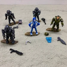 5x Halo Mega Construx Silver Team Fleetcom Warthog Master Chief Spartan Figures