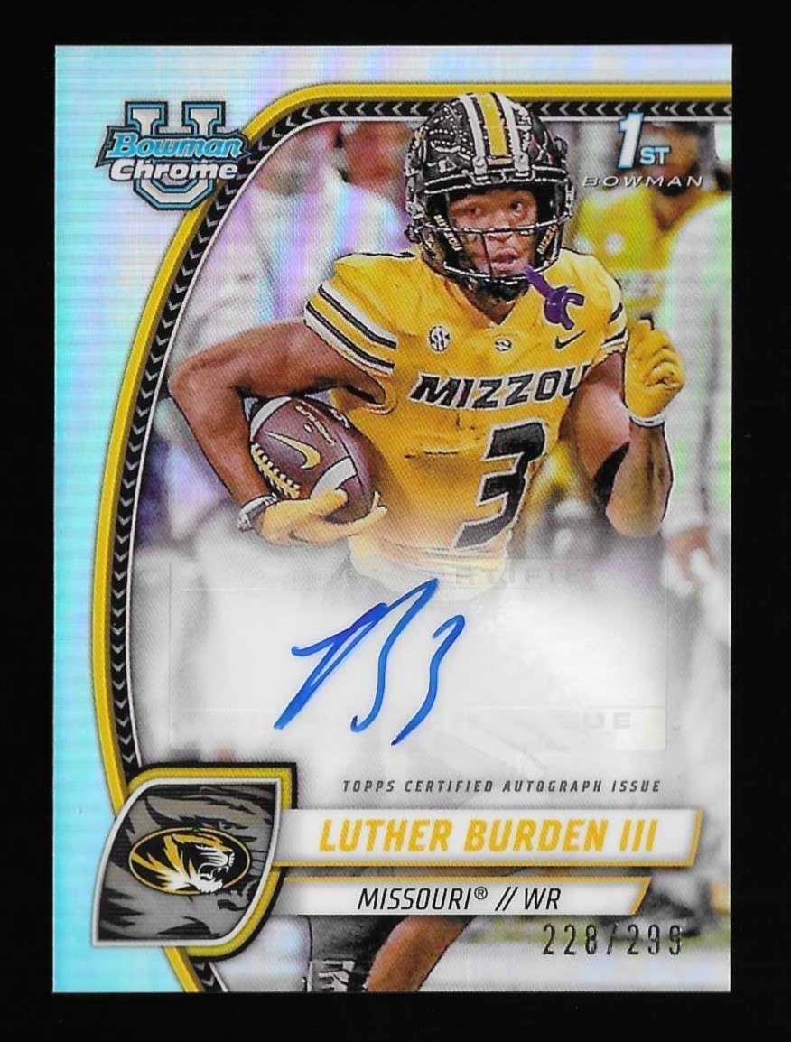 Luther Burden III 2024 Bowman University Chrome Autograph Refractor #/299 Bears