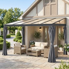 Outsunny Outdoor Pergola Gazebo Party Tent Garden Sun Shelter 4 x 3m w/ Curtain