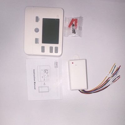 Wi Fi Thermostat Kit White Wall Mounted Battery Powered Digital w/ Manual. 