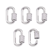 Pandahall 5Pcs Cubic Zirconia Oval Carabiner Charms Clip, Platinum Screw Lock...