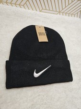NEW Men's NIKE Originals Black Sport Beanie Hat Swoosh Athletic Logo One Size