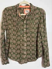 Holding Horses Printed Cotton Blouse  Boho Button Front  Size 4