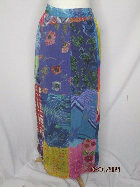 Sacred Threads Sheer Lined Patchwork Design Skirt… - image 2