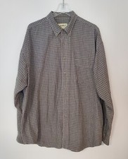 Eddie Bauer Button Down Shirt Blue White Checkered Long Sleeve Cotton Mens XL
