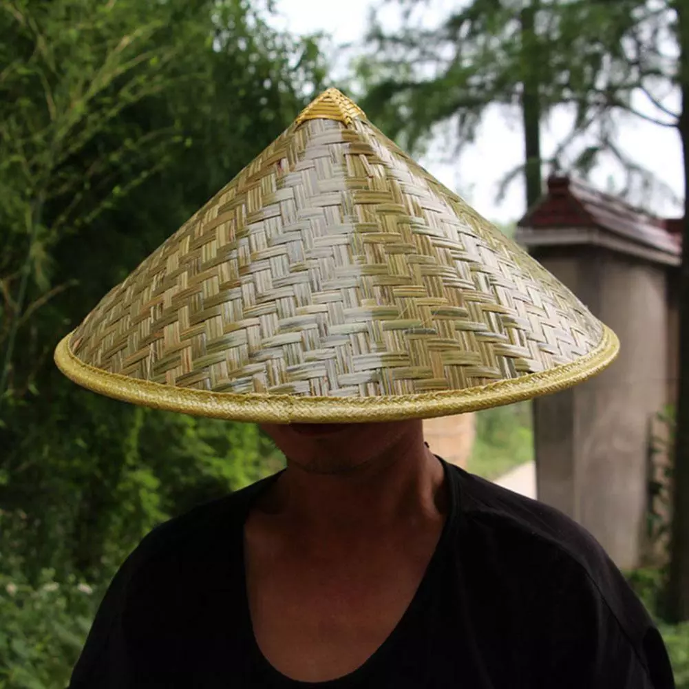 1x Chinese Oriental Coolie Straw-Bamboo Sun Hat Farmer Rice Hat Fishing Best