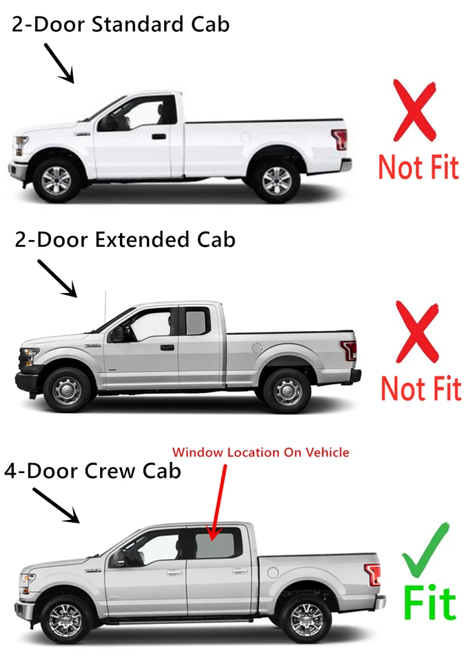 Fits 2013-2016 Ford F250-F750 4 Dr Crew Driver Left Side Rear Door Window Glass - Imagem 3 de 4