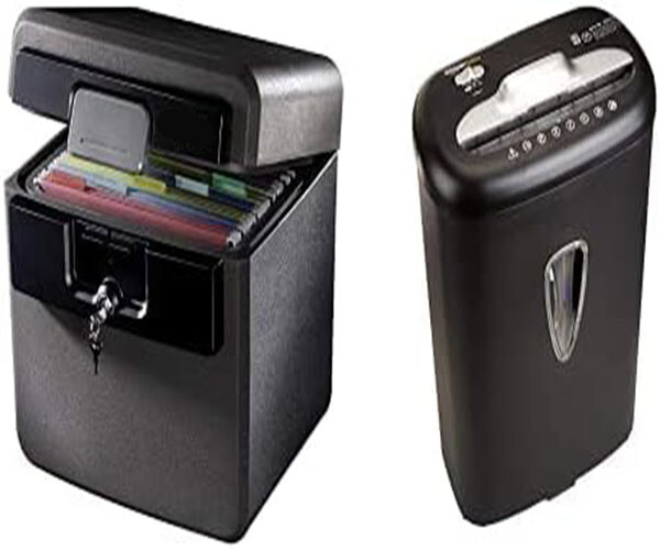 Fireproof Waterproof Safe Box and Basics 8 Sheet Cross Cut Paper Shredder-image