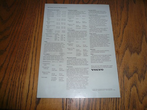 Volvo 760 GLE 1984 folleto de ventas - vintage - - Imagen 3 de 3