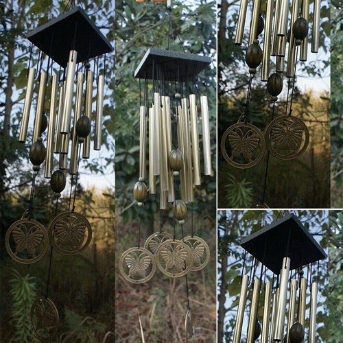 Large Stainless Butterfly Yard Wind Chimes 12 Tube Outdoor Living Bell - Picture 3 of 24