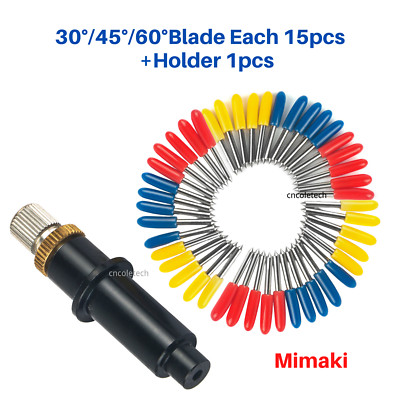 1blade holder +15Pcs HQ Mimaki Blades Vinyl Cutte Cutting Plotter 30° 45° 60°