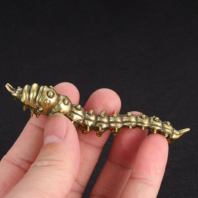 Solid Brass Caterpillar Figurine Statue Home Ornament Figurines Collectibles