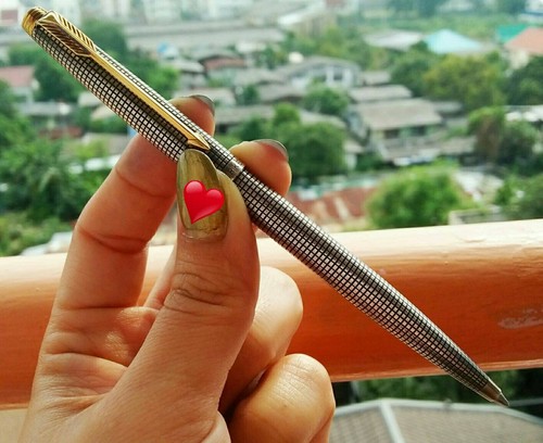 Rare Vintage PARKER 75 USA Cisele Sterling Silver Ballpoint Pen Gold ...