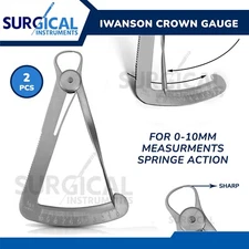 1 Wax & 1 Metal (2 Pieces Total) Dental Crown Gauge Caliper Dental German Grade