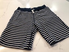 Crewcuts Youth Boys 14 Blue White Striped Knit Shorts Elastic Waist Side Pockets