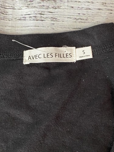 Avec Les Filles Shirt Women’s Small V-neck Black Glitter Top Blouse New - Picture 3 of 8