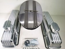 Chevy Sbc 350 Tall Polished Aluminum 12 Air Cleaner Valve Covers Dress Up Kit