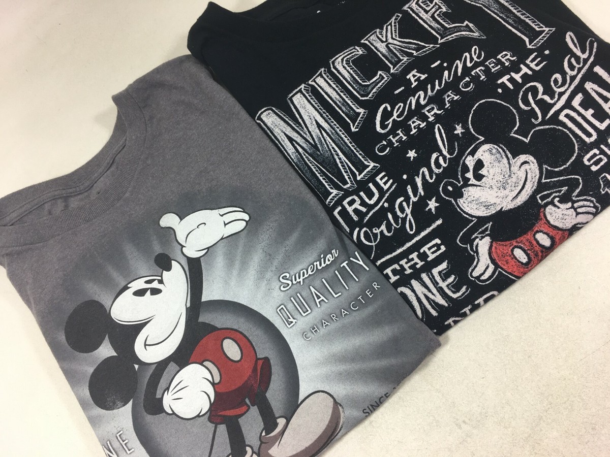 Disney Mickey Mouse Black Gray 100% Organic Cotton T-Shirt Men's