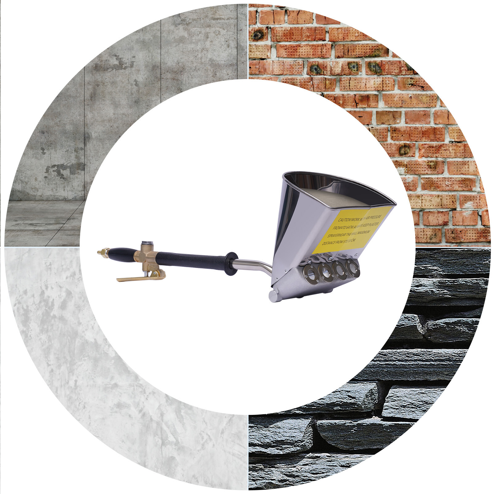 4 Jets Stucco Sprayer Cement Plaster for Wall Mortar Spray Hopper Gun Paint Tool