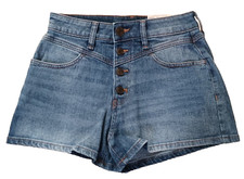 Women's "SO" Size 1/25W, Blue, High Rise, Button Fly, Curvy, Mom Shorts NWT