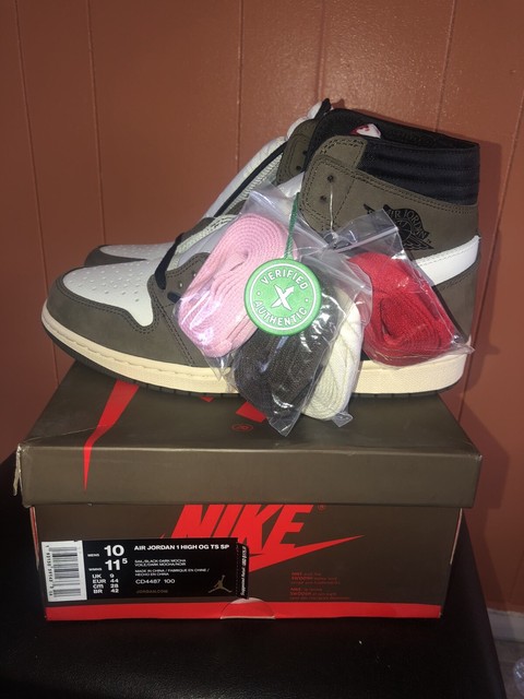 Nike Air Jordan 1 Retro High Travis Scott Basket Shoes - Sail/Black-Dark Mocha, US 11 (CD4487