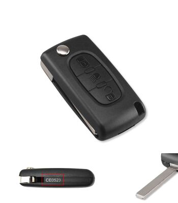 Guscio E Lama Per Chiave Citroen C1 C2 C3 C4 C5 - Ricambio Telecomando 2 Tasti Con Lama Vergine CE0523