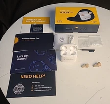 New Audien Atom PRO Rechargeable OTC Hearing Aids Open Box.