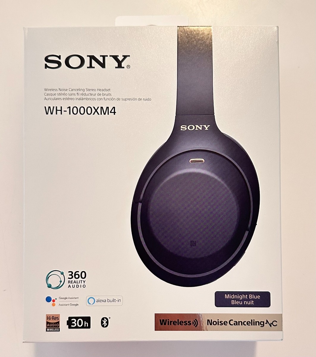 Sony WH-1000XM4 Wireless Over-Ear Headphones- Midnight Blue-Bleu