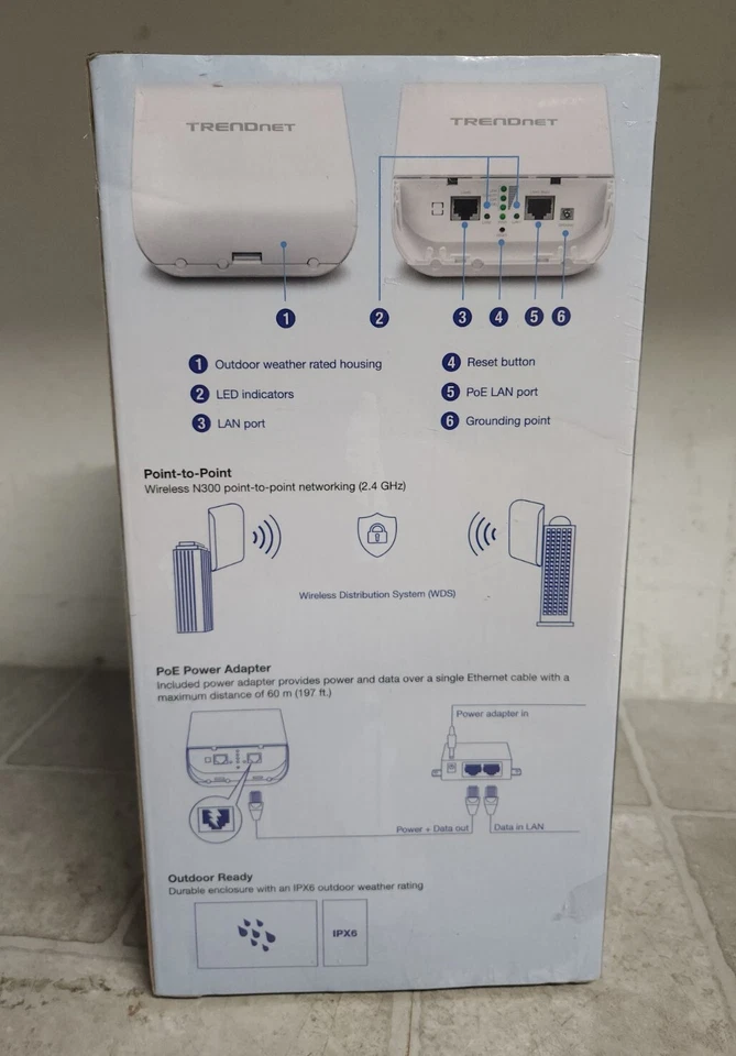 NEW TRENDnet TEW-740APBO N300 2.4 GHz 10dBi Outdoor PoE Access Point - Image 3 of 4