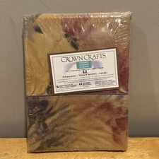 Vintage Crown Crafts Standard Pillowcases NIP Ramballet Brown Floral Watercolor