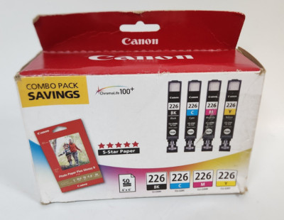 Canon CLI226 CMBPK/PP201 Ink Cartridges & 50-Sheet 4''x6'' Paper