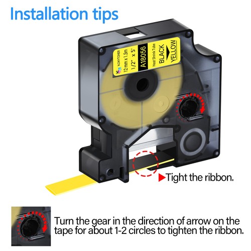 Etiqueta de tubo termorretráctil compatible DYMO 18056 1/2" amarillo para Rhino 4200 5200 5PK - Imagen 2 de 24