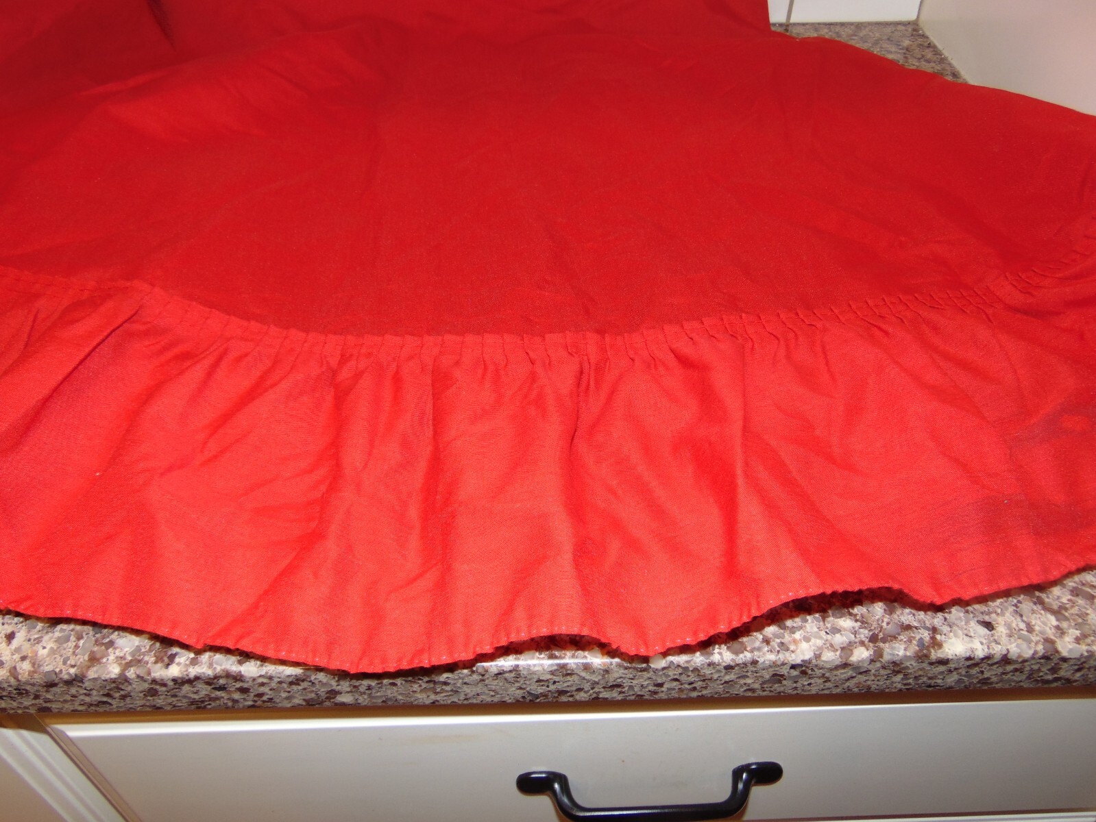 Round Red Table Cover Cotton Blend Tablecloth for Dining Table Decor 62"