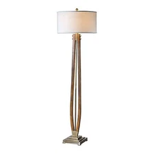 Mid Century Modern Curved Wood Floor Lamp | Retro Bronze Vintage Style