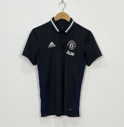 Manchester United Adidas Polo Shirt Men’s Size M Black Football Soccer Top... - Picture 1 of 9