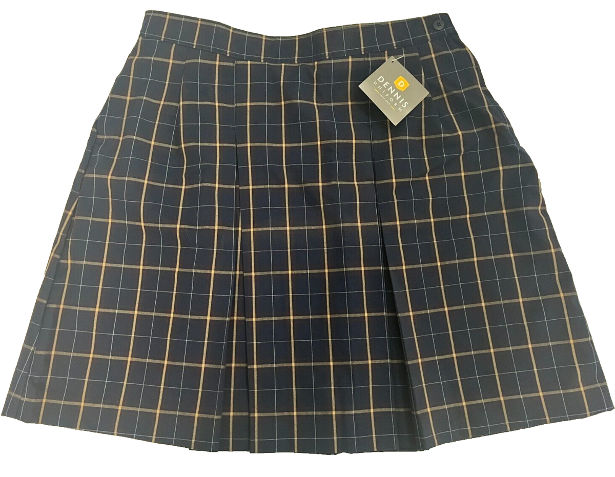 Vintage Dennis Navy, Girls Stitched Down Kick Pleated Burlingame 