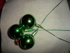 3 Green 35mm to 40 mm Mercury Glass Balls - Vintage