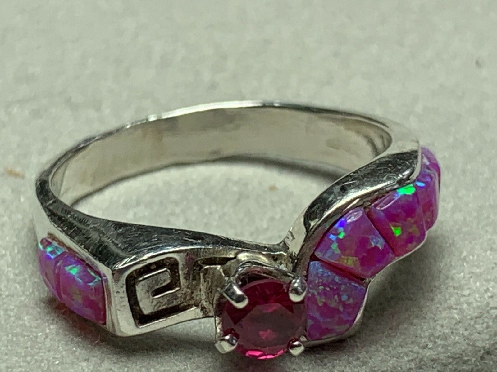 Sterling Silver 925 Ruby Ring with Sim Opal Accen… - image 7
