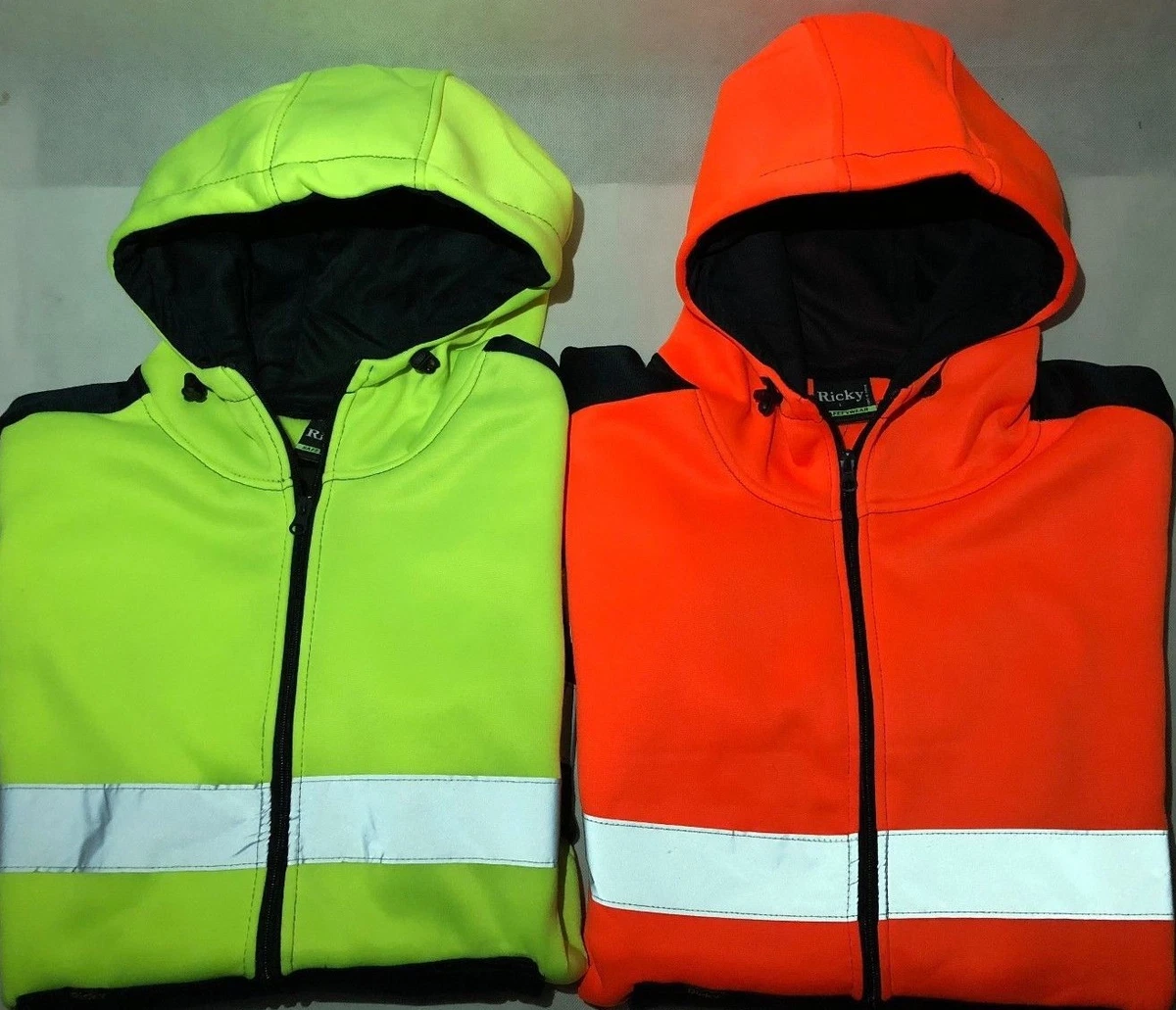 Hi Vis Fleece Full Zip Hoodie Safety Work Jumper Jacket With