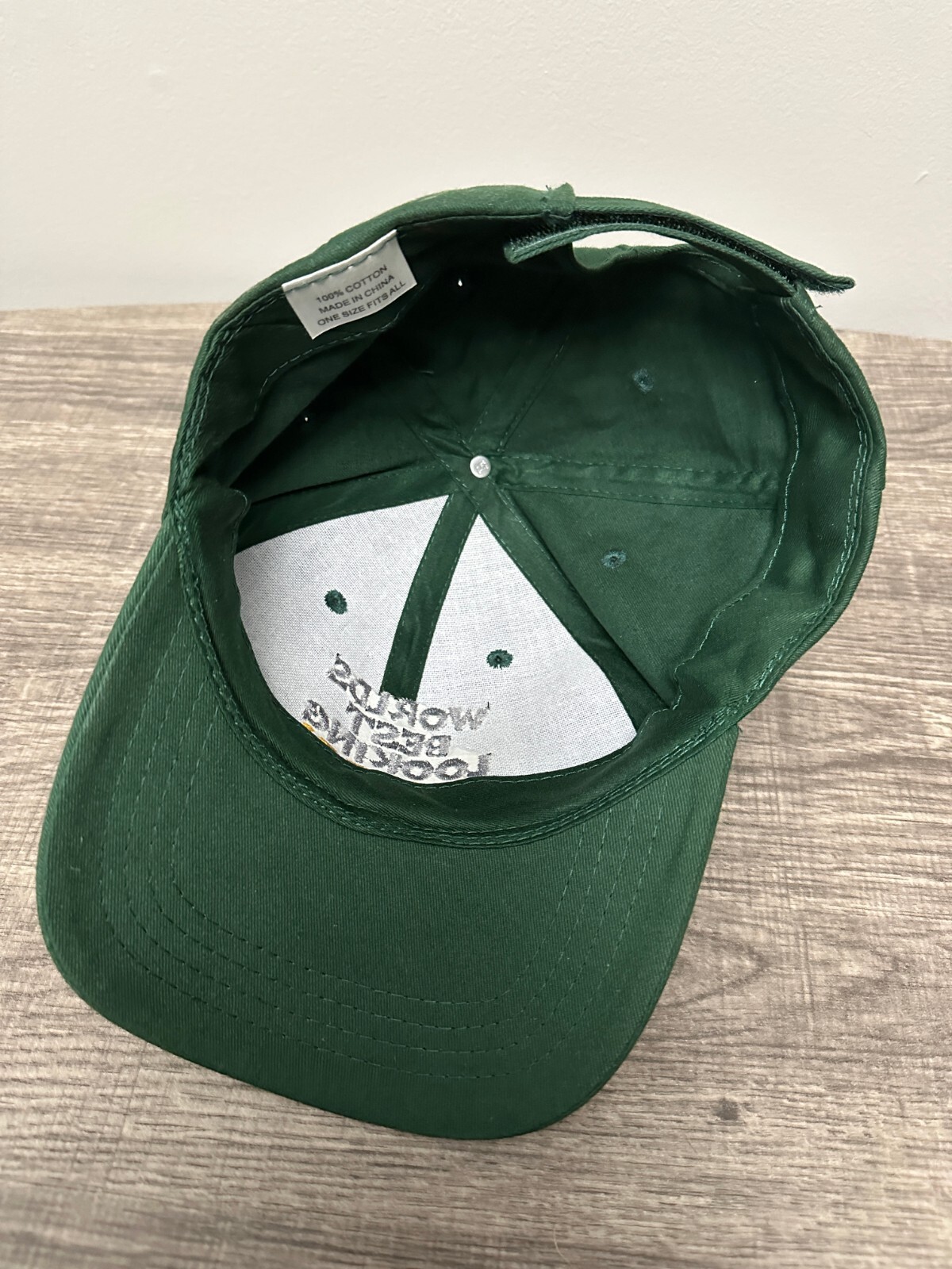 Worlds Best Looking Grandpa Hat Green OSFM Hook & Loop Cap Baseball
