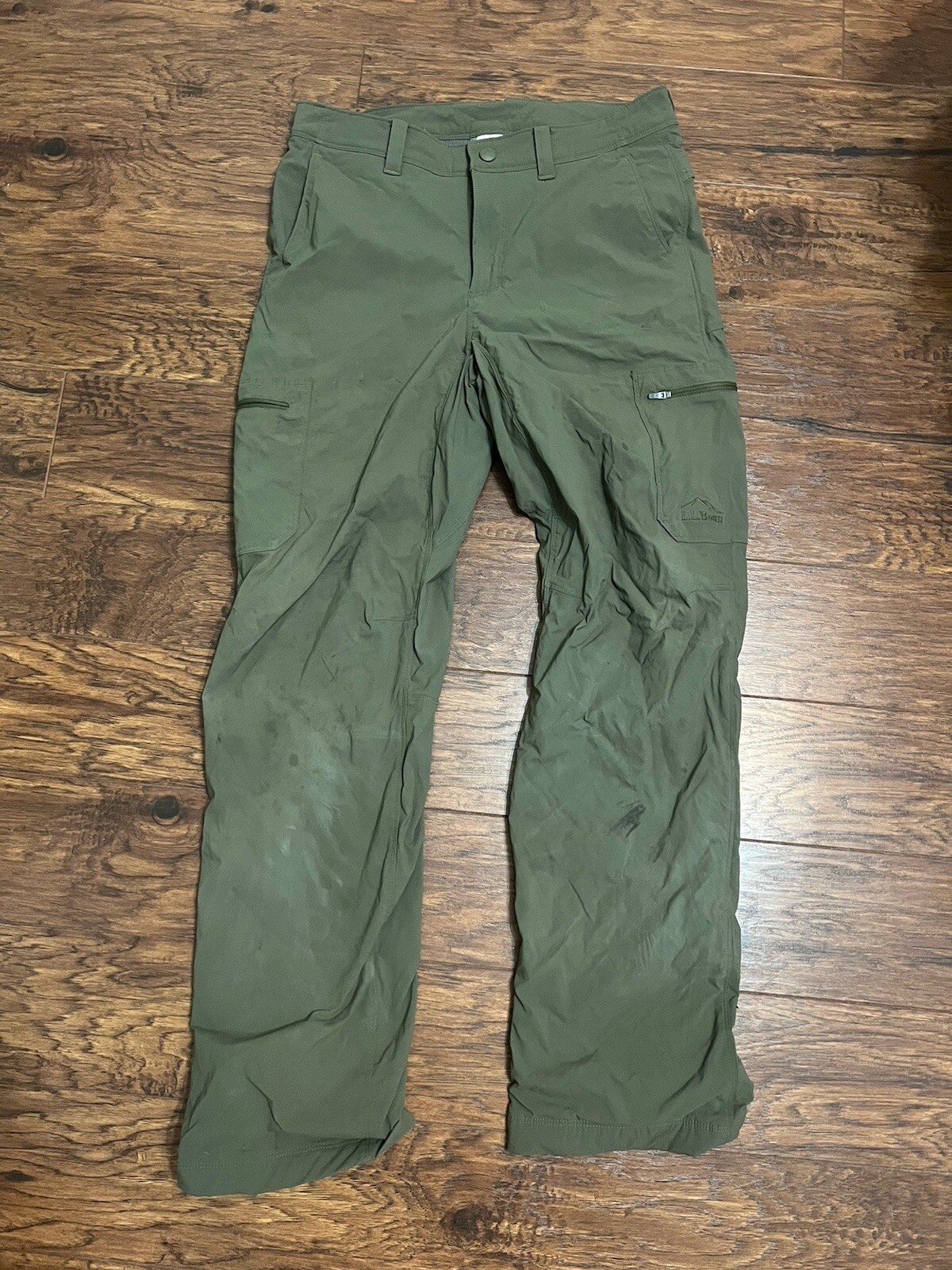 LL Bean Cresta Hiking Pants Cargo Zip Pockets Green Men Sz 30 X 32