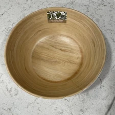SERVING BOWL Tommy Bahama Wood Grain 11” Serve Salad Pasta Natural Wood W/ White