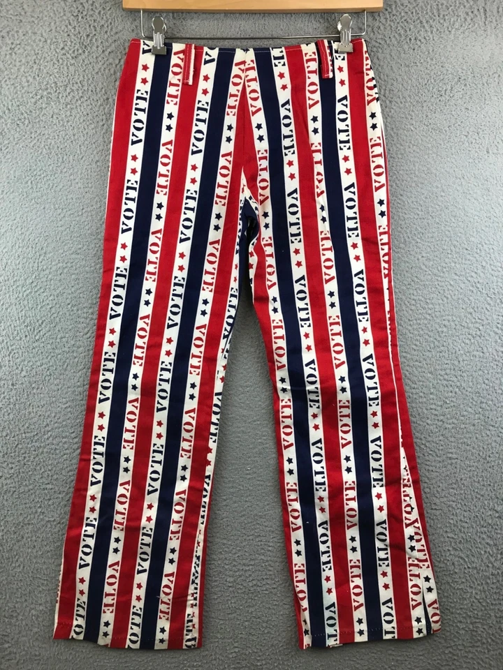 Raro vintage años 70 “voto” arte pop novedad impresión mod hippie talla cintura 14,5 pulgadas Foto 2 de 4