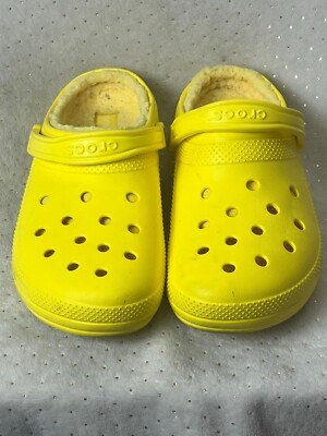 Mens Crocs Comfort Yellow Faux Fur Lined Clogs Size 12 | eBay display picture 1