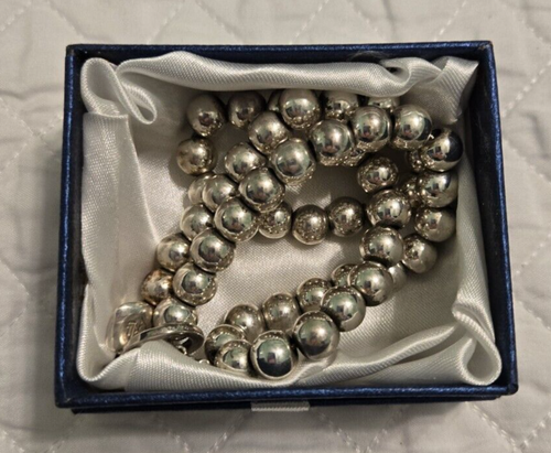 Vtg Ralph Lauren Heavy Beaded Silver Tone Signed RLL Necklace 15" Choker - Picture 2 of 7