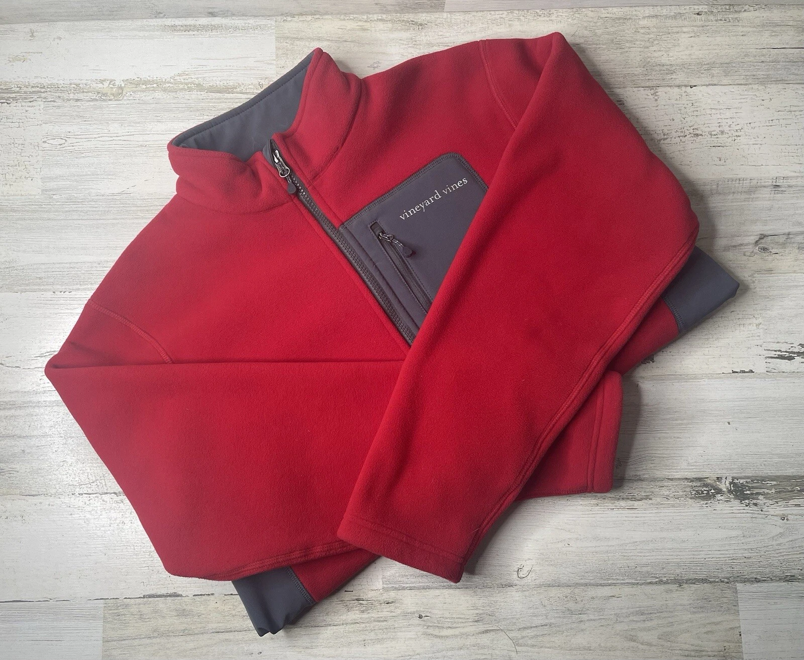 Vineyard Vines Fleece Jacket Red Long Sleeve Full Zip Outerwear Men’s Sz: M EUC