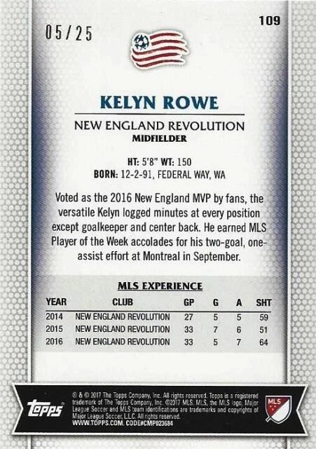 2017 Topps Major League Soccer Common Card Orange Parallel #'d to /25 (101-190)  - Image 4 of 4