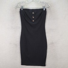 Love Culture Women Dress Size M Black Ribbed Knit Strapless Clubwear Modern Mini