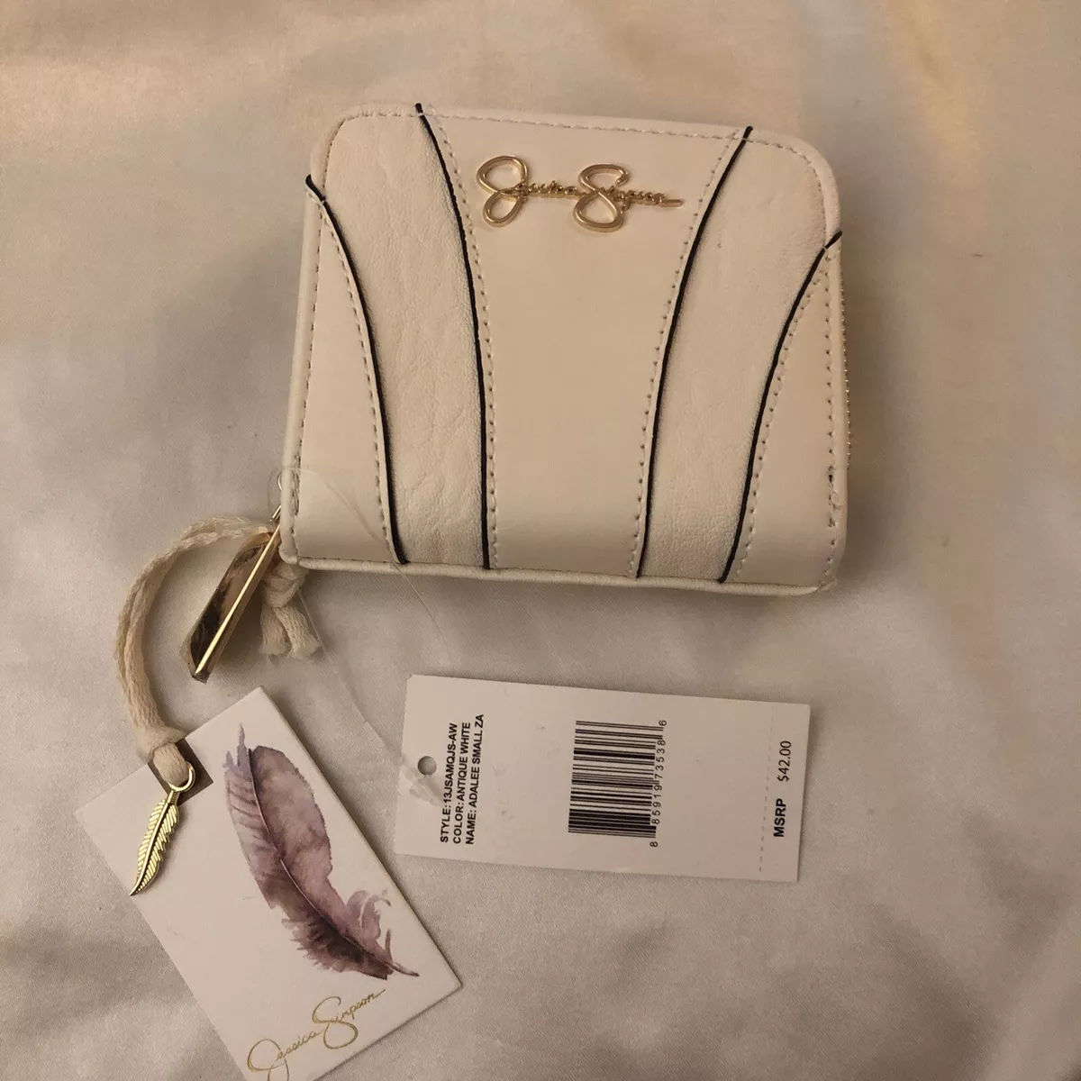 Jessica Simpson Adalee Small Zip Around Wallet Color Antique White NWT