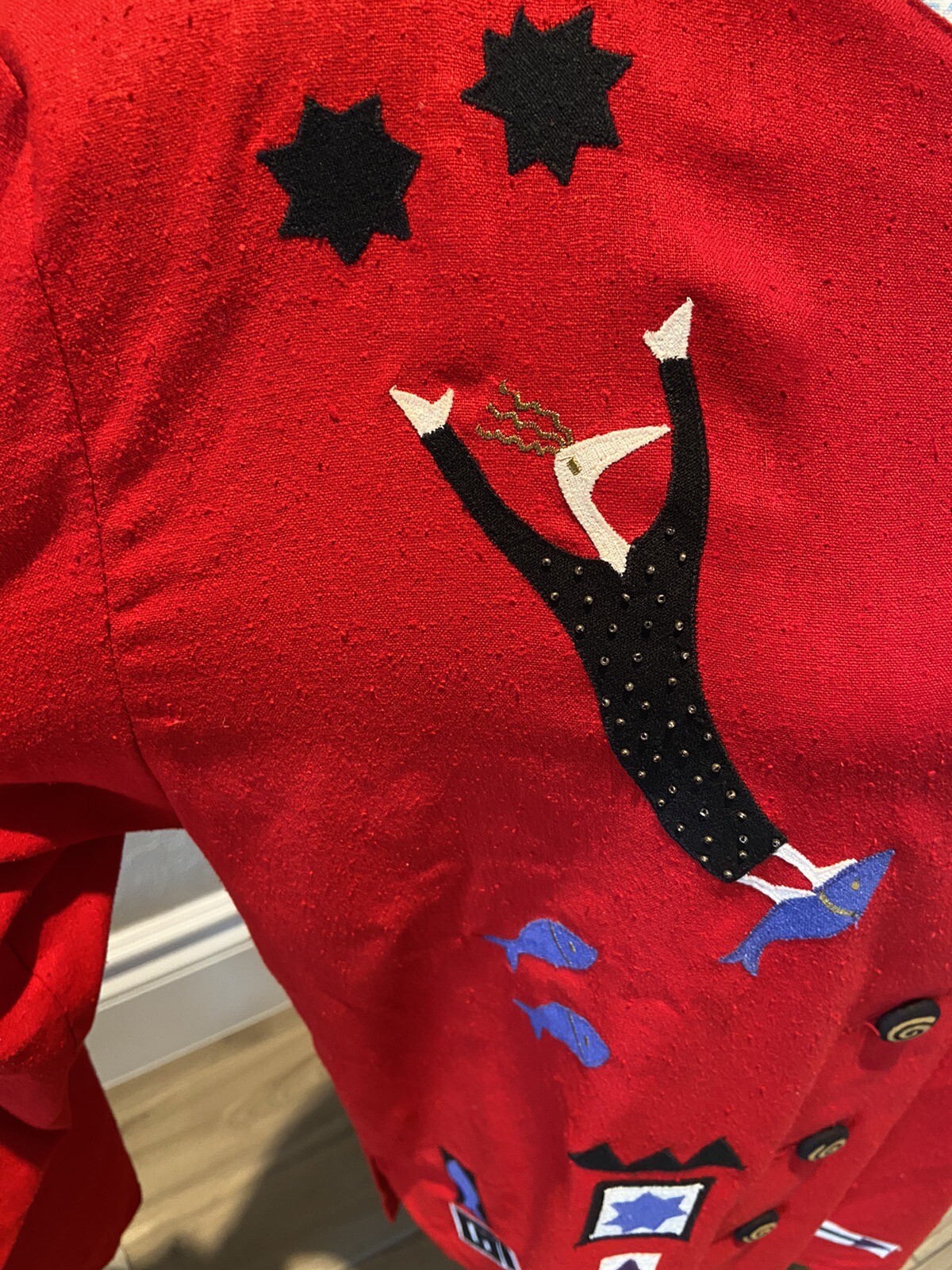 Deborah Murphy Designs Red Patchwork Blouse / Lig… - image 5